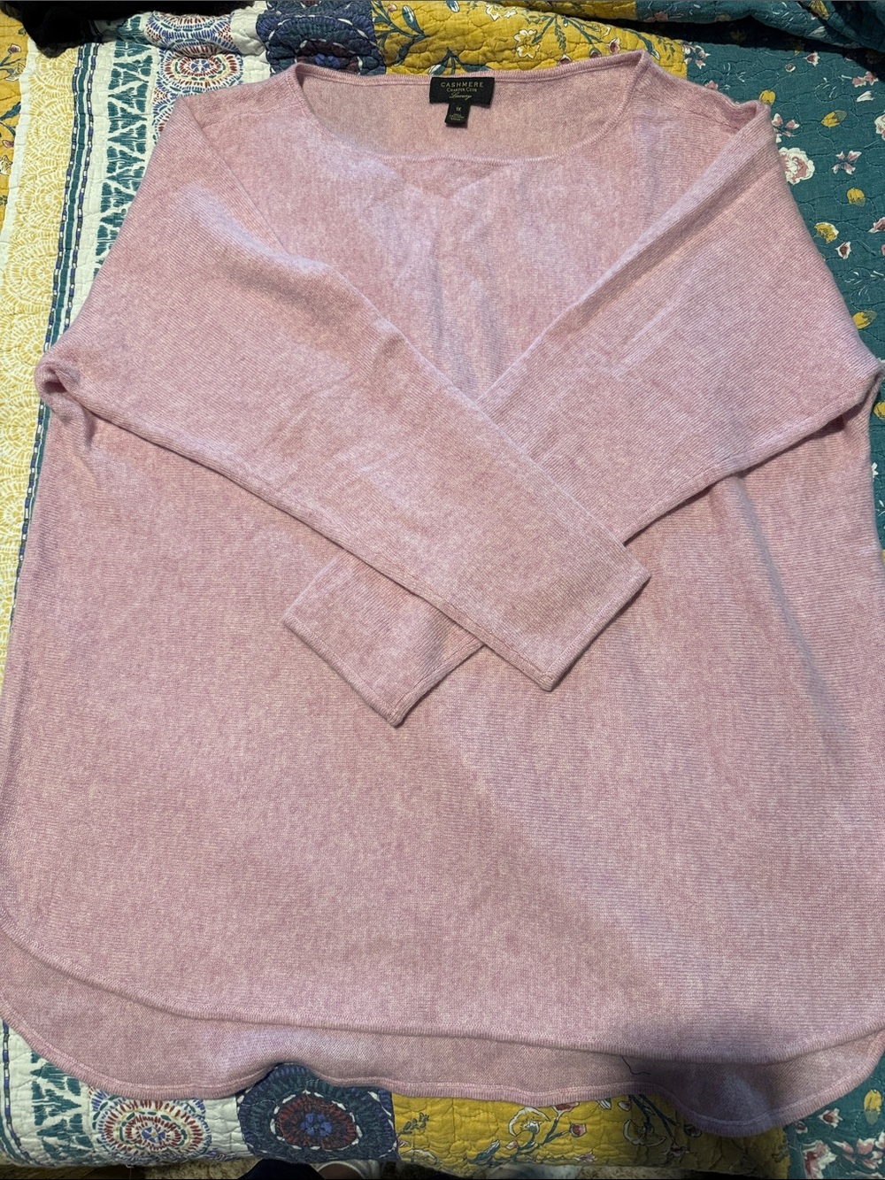 NWOT 100% Cashmere Charter Club Dusty Rose Scoop Neck Tunic Sweater